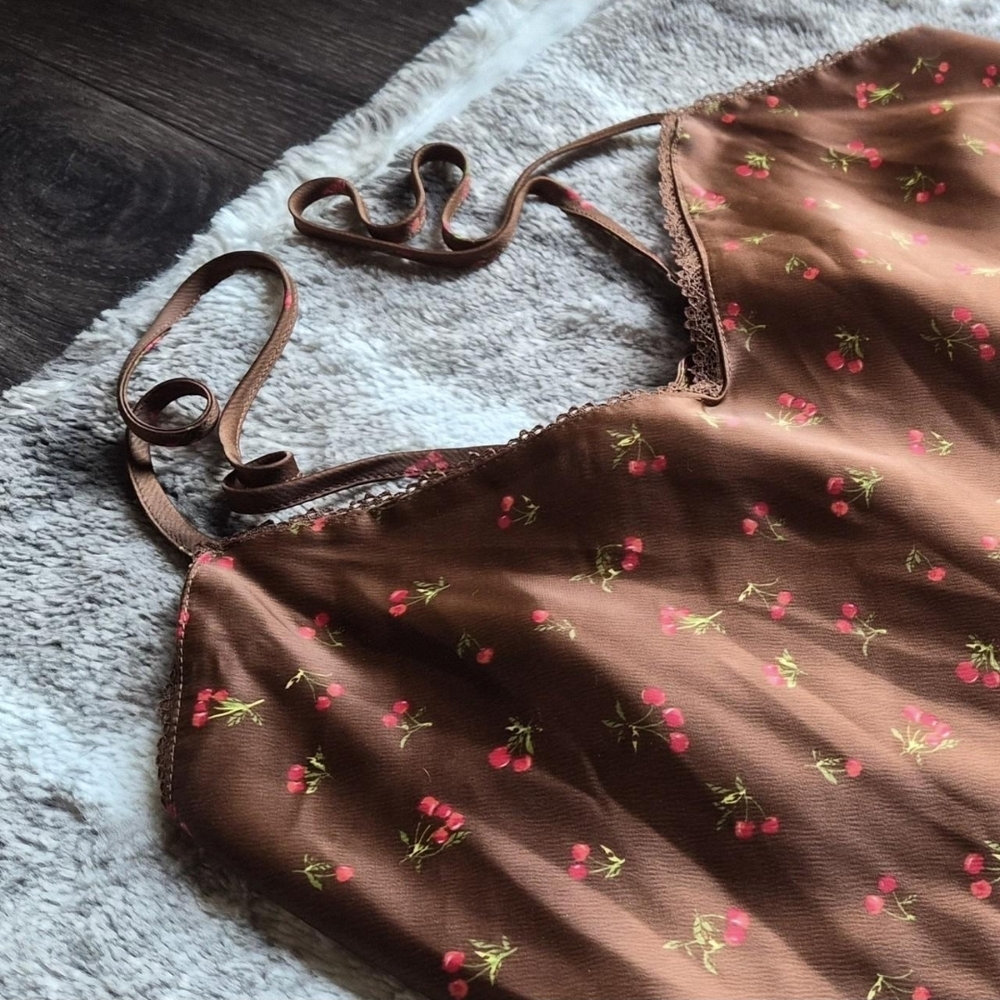 Cherry Detail Slip Dress with Slit - Picture 3 of 7